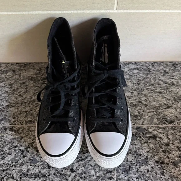Converse Black Glitter High-Top Sneakers - Picture 4 of 5